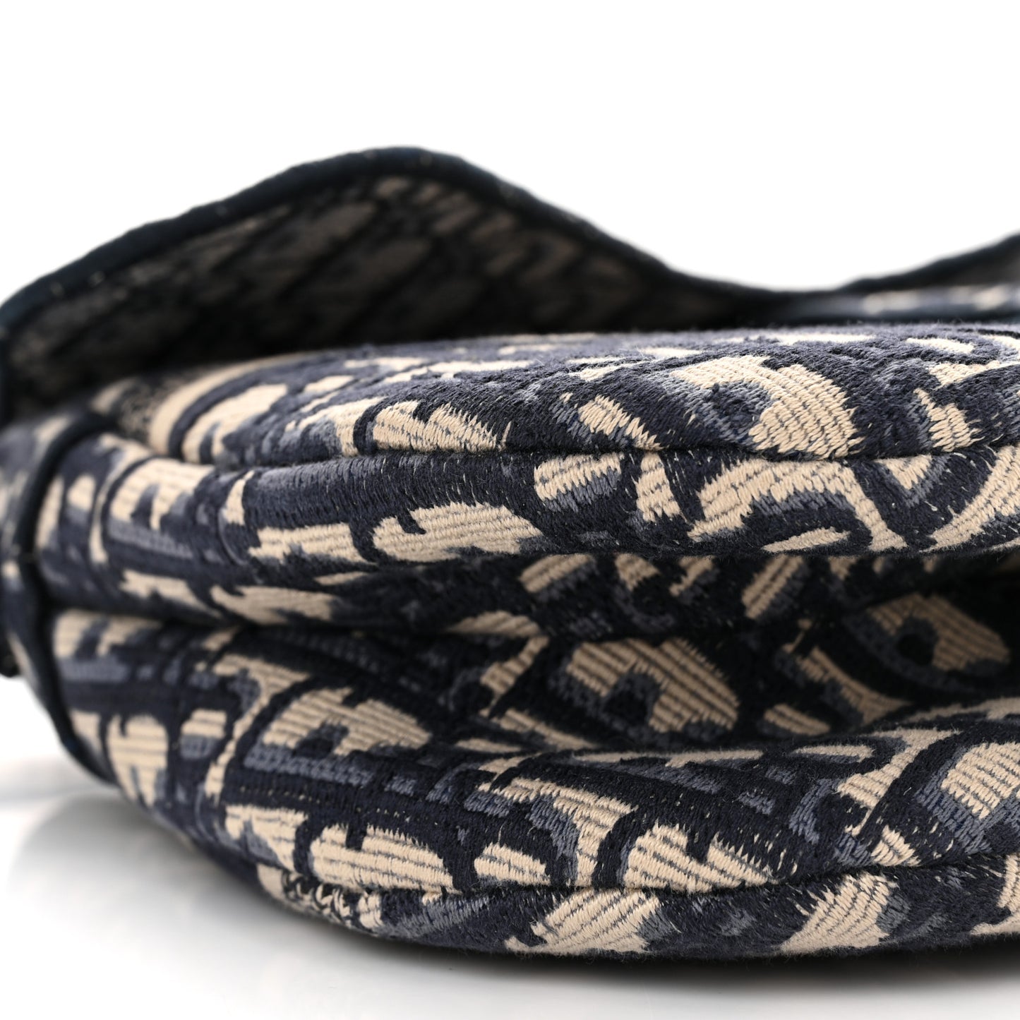 Oblique Embroidered Saddle Bag Blue