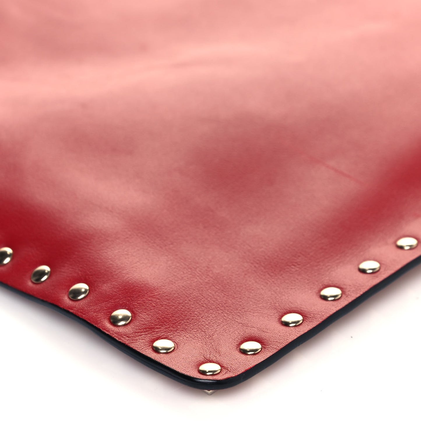 Vitello Large Rockstud Zip Pouch Red