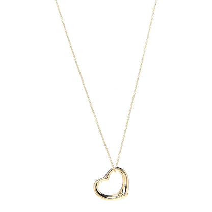 Tiffany 18K Yellow Gold 22mm Elsa Peretti Open Heart Pendant Necklace 1 of 6