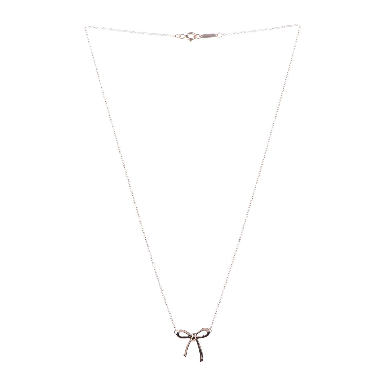 Tiffany 18K Rose Gold Mini Bow Pendant Necklace 3 of 6