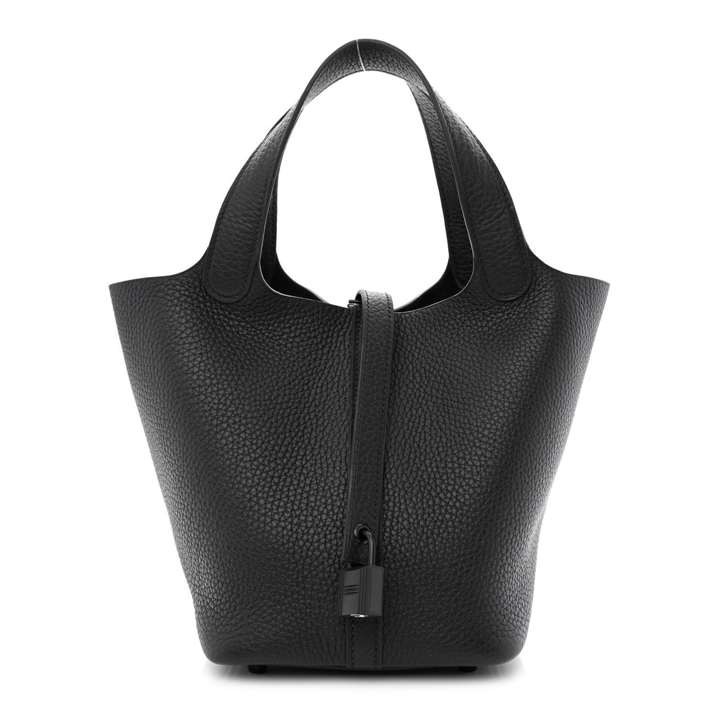 Taurillon Clemence Monochrome Picotin Lock 18 PM Black