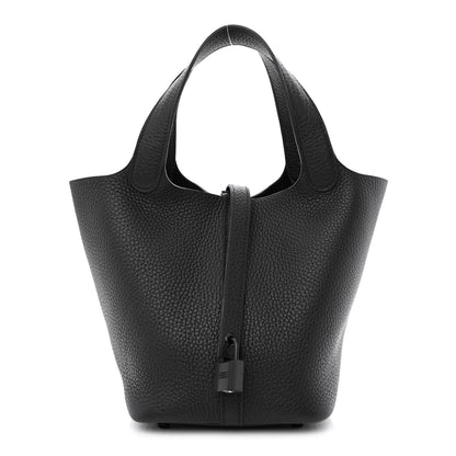 Hermes Taurillon Clemence Monochrome Picotin Lock 18 PM Black 1 of 13