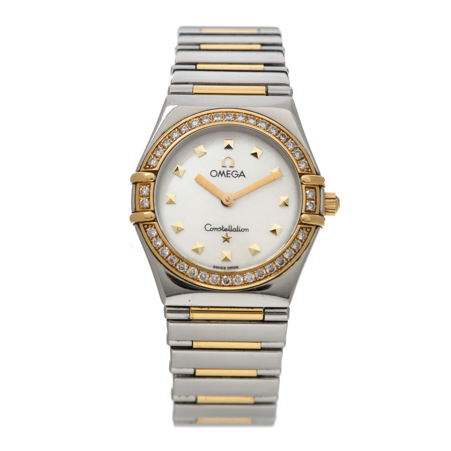 Omega Stainless Steel 18K Yellow Gold Diamond Bezel Mother of Pearl 23mm Constellation My Choice Quartz Watch 895.1243 1 of 4