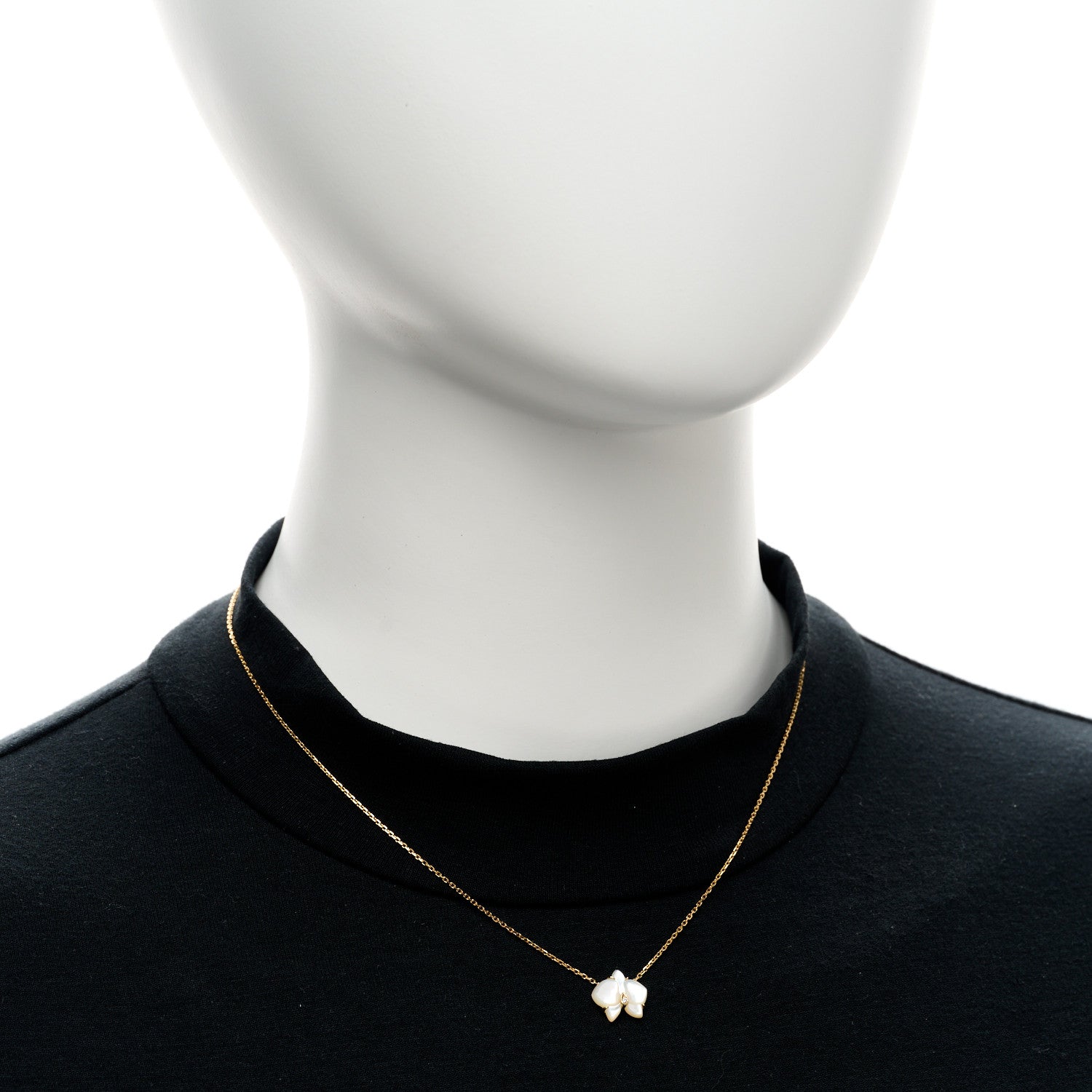 Cartier 18K Yellow Gold Mother Of Pearl Diamond Caresse D'Orchidees Par Cartier Necklace 2 of 4