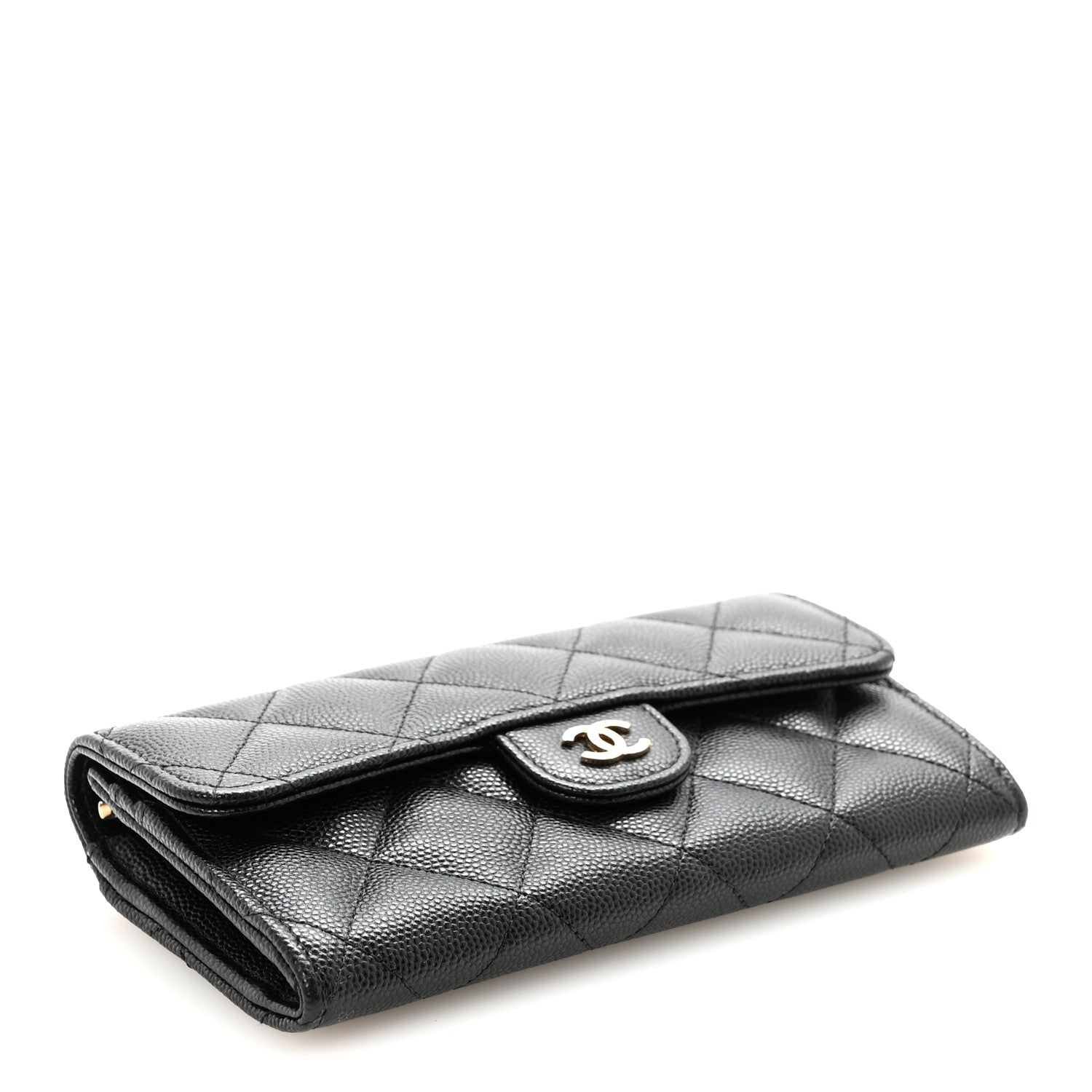 Chanel Caviar Quilted Medium Gusset Flap Wallet Black 4 of 9