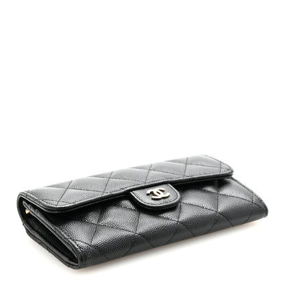 Chanel Caviar Quilted Medium Gusset Flap Wallet Black 4 of 9