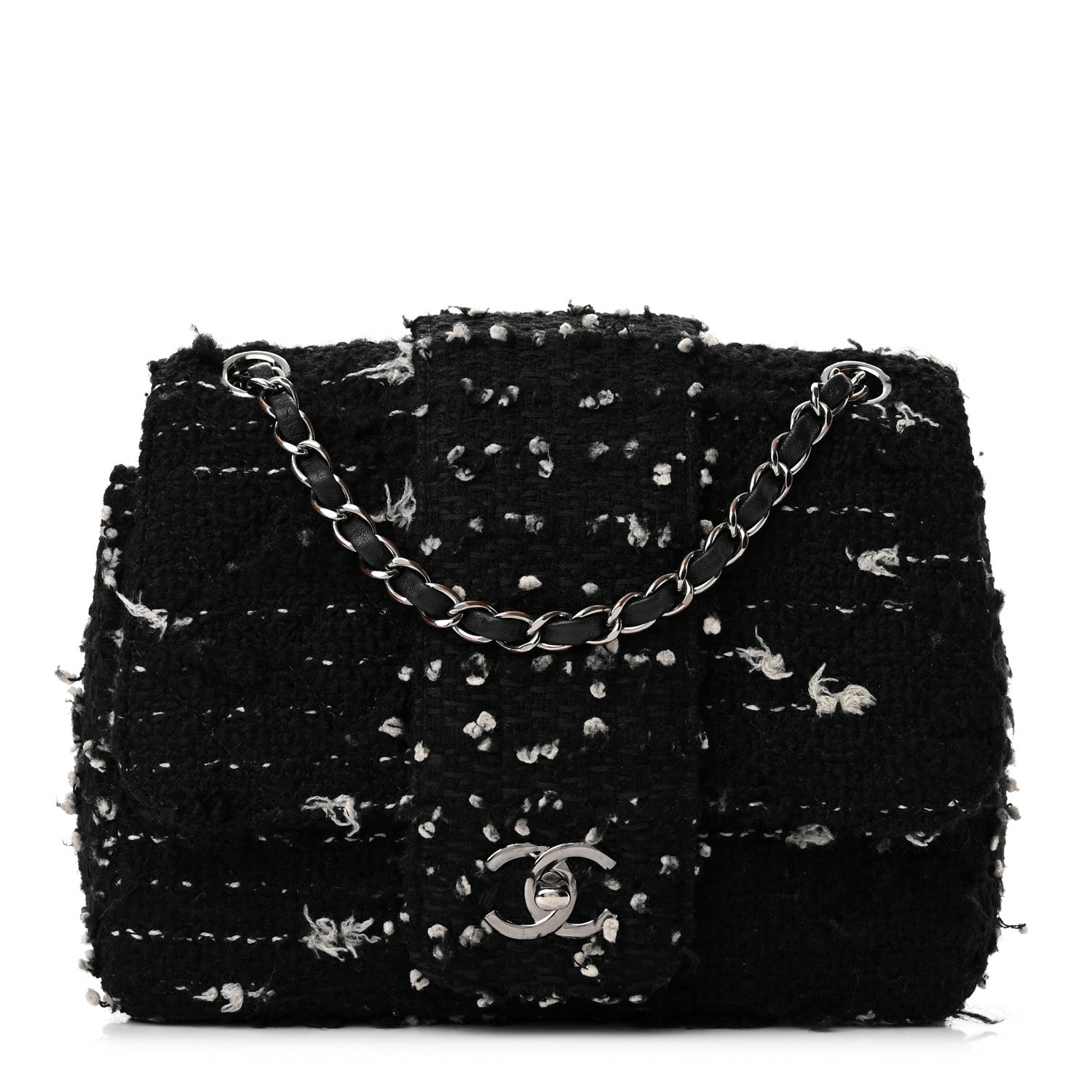 Chanel Tweed Elementary Chic Flap Black White 1 of 10
