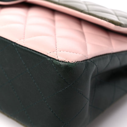 Chanel Lambskin Quilted Tri-Color Medium Double Flap Green Pink 9 of 11