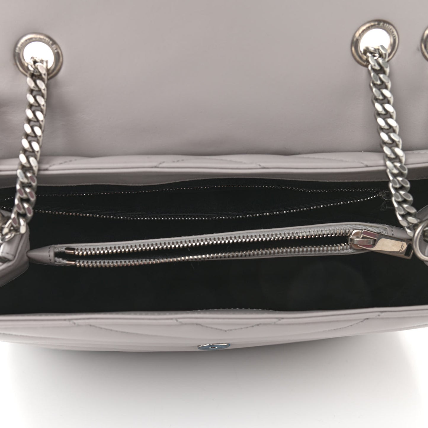 Calfskin Y Quilted Monogram Medium Loulou Chain Satchel Granite