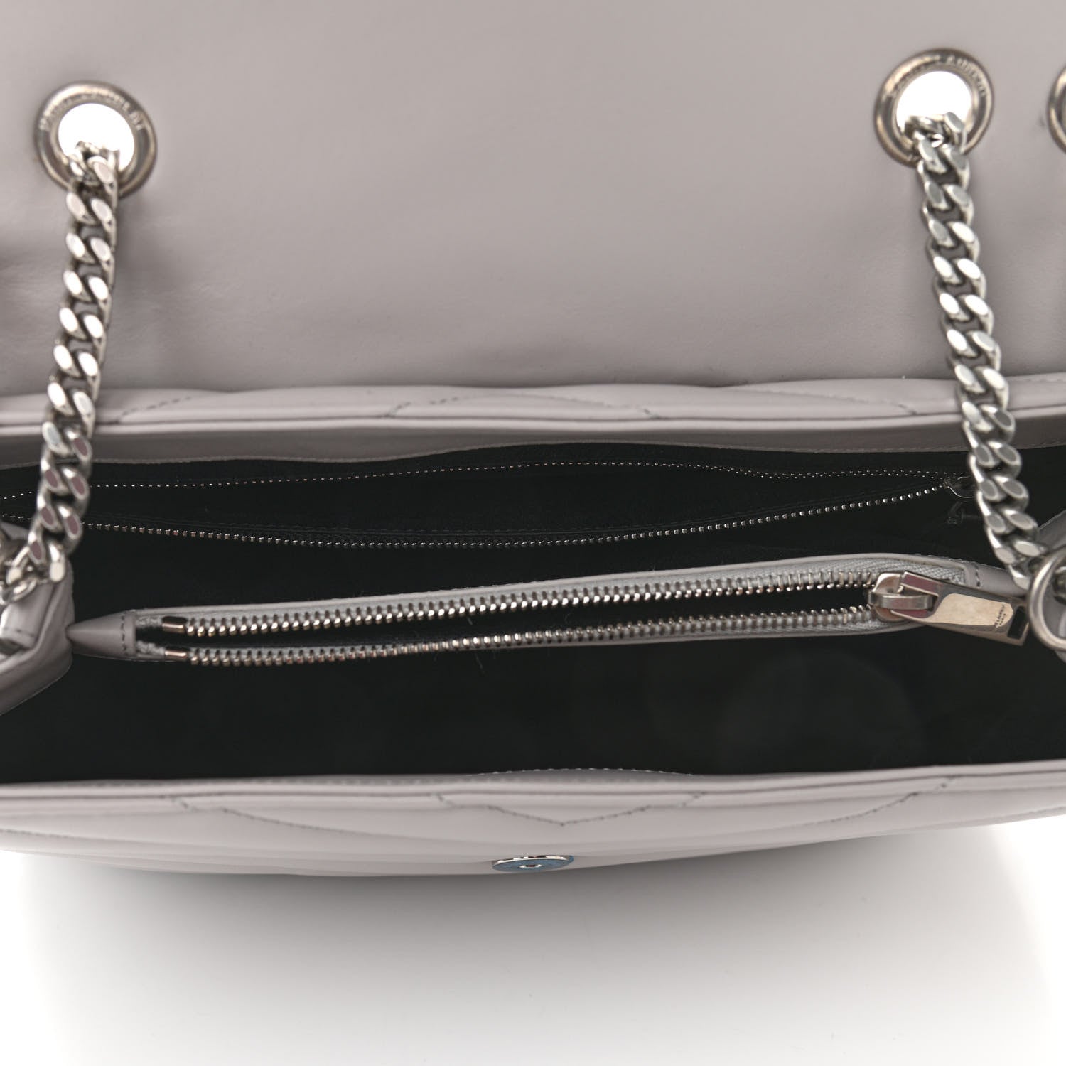 Saint Laurent Calfskin Y Quilted Monogram Medium Loulou Chain Satchel Granite 5 of 9