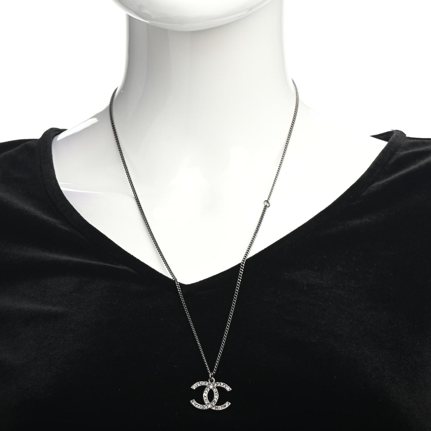 Crystal Timeless CC Necklace Ruthenium