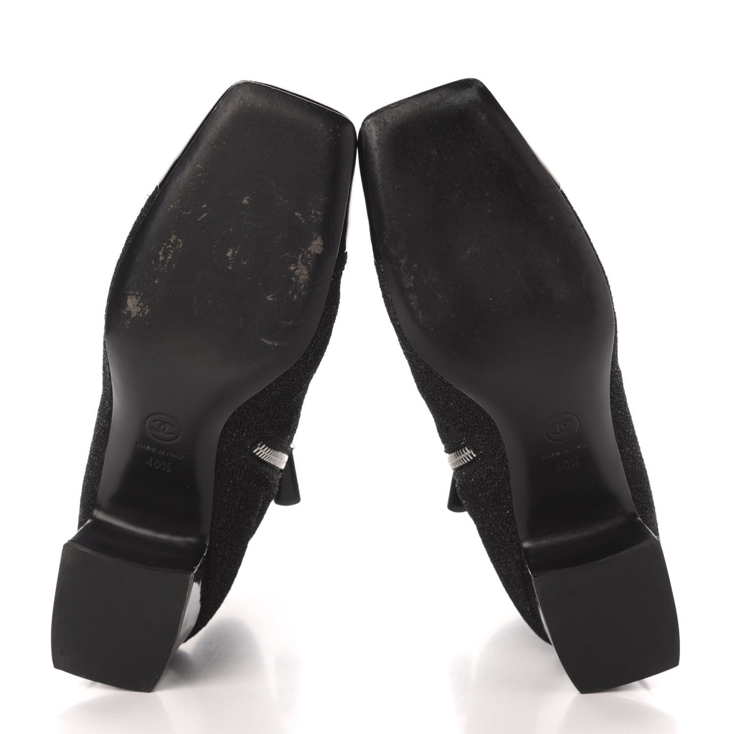 Glitter Patent Cap Toe Short Boots 40.5 Black