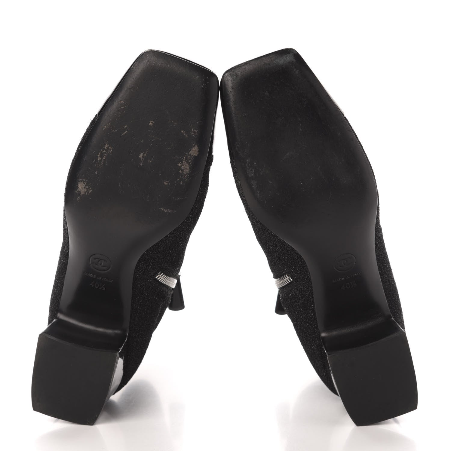 Chanel Glitter Patent Cap Toe Short Boots 40.5 Black 5 of 9