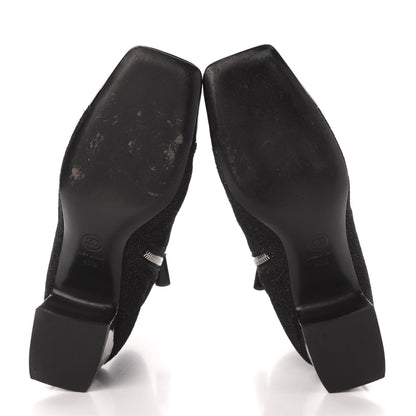 Chanel Glitter Patent Cap Toe Short Boots 40.5 Black 5 of 9