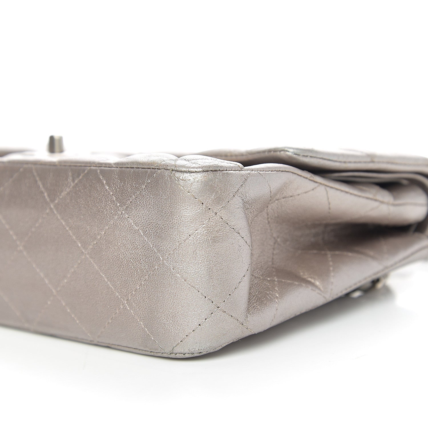 Chanel Metallic Lambskin Quilted Medium Double Flap Silver 8 of 9