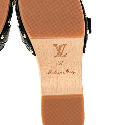 Louis Vuitton Calfskin Monogram Cottage Mules 37 Black 8 of 11