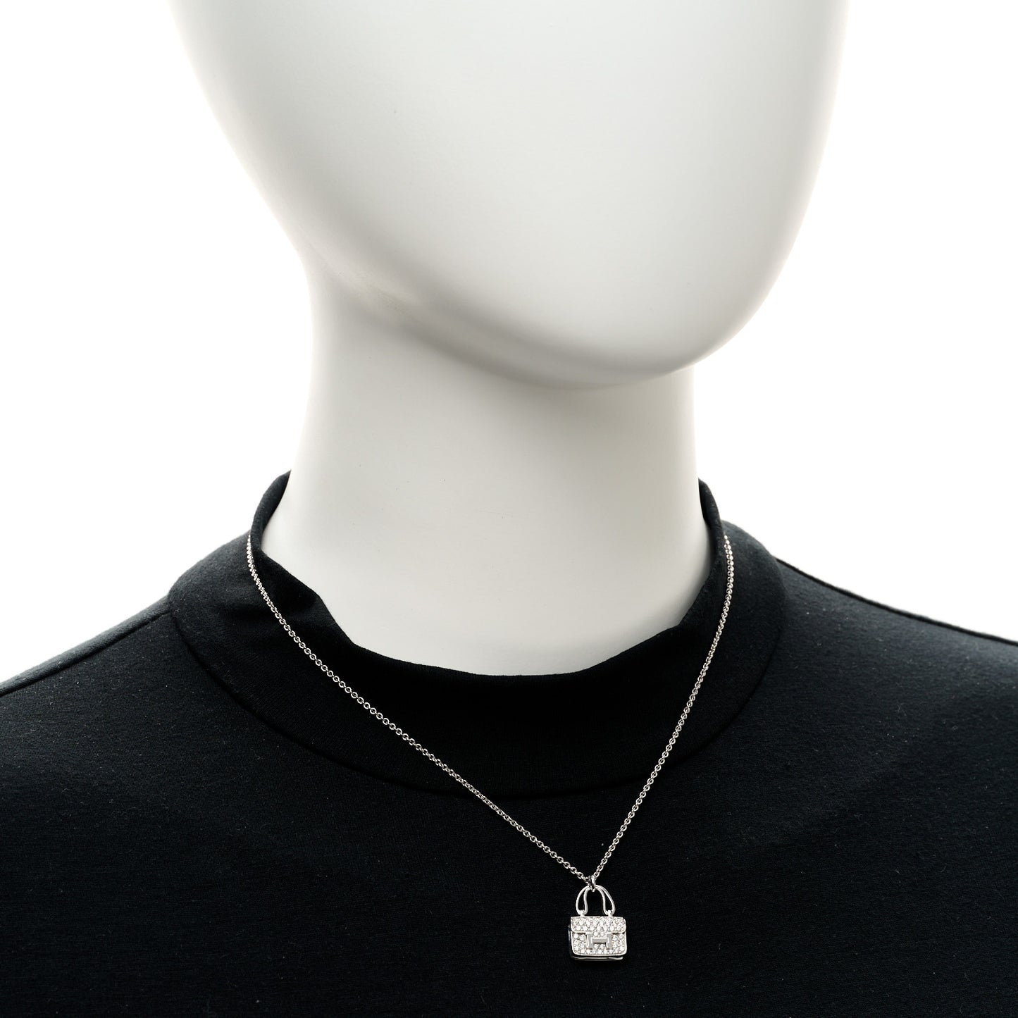 18K White Gold Diamond Constance Amulettes Pendant Necklace
