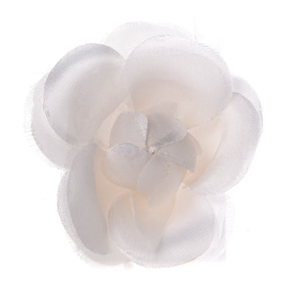 Chanel Silk Taffeta Camellia Brooch Pin White 1 of 3