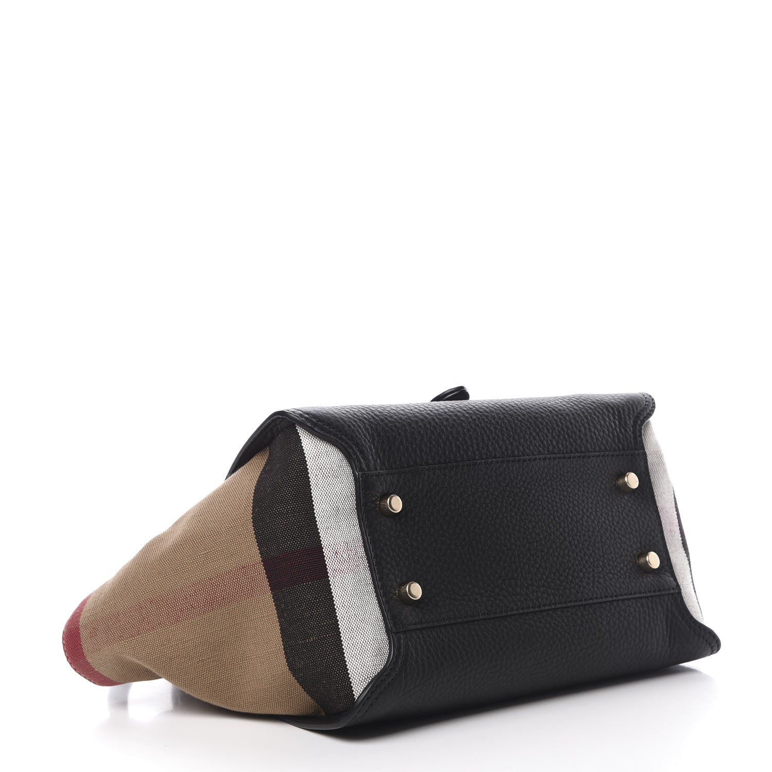 Burberry Canvas Mega Check Grained Calfskin Medium Harcourt Satchel Black 5 of 12