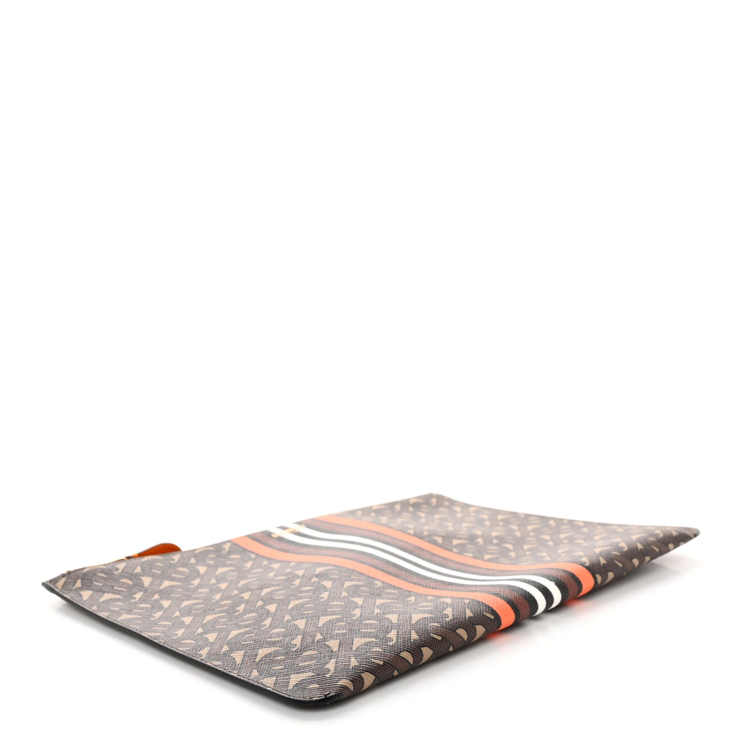 E-Canvas Monogram Stripe Zip Pouch Bridle Brown