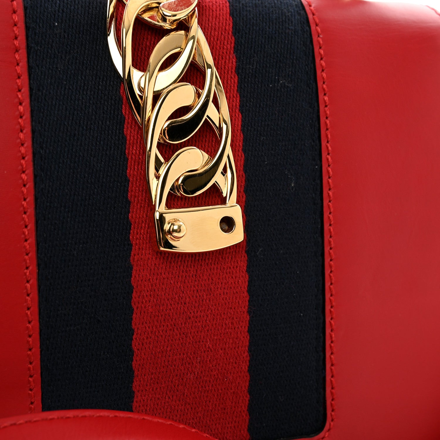 Gucci Calfskin Mini Sylvie Top Handle Bag Hibiscus Red 11 of 13