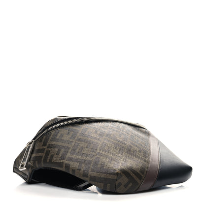 Fendi Glazed Fabric Vitello Liberty FF 1974 Diagonal Belt Bag Tobacco Moresco Black 4 of 10