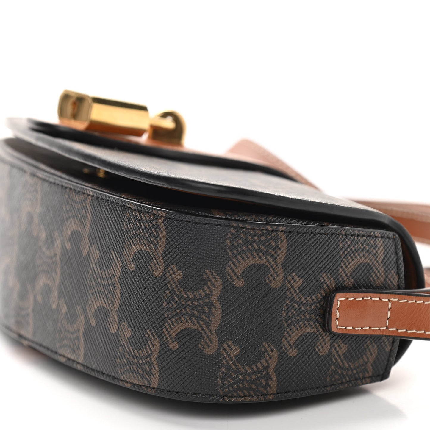 Triomphe Canvas Calfskin Tabou Clutch on Strap Tan
