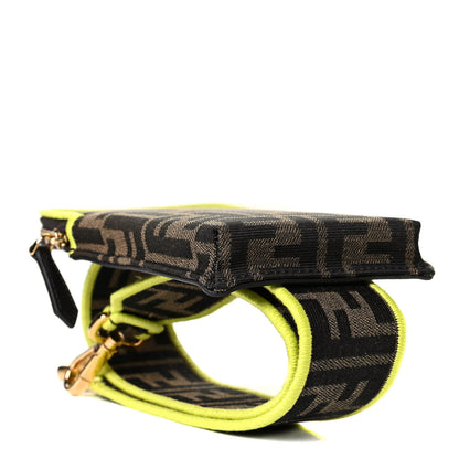 Fendi Fabric Jacquard FF 1974 Cell Pocket Strap You Tobacco Moro Giallo Fluo 3 of 7