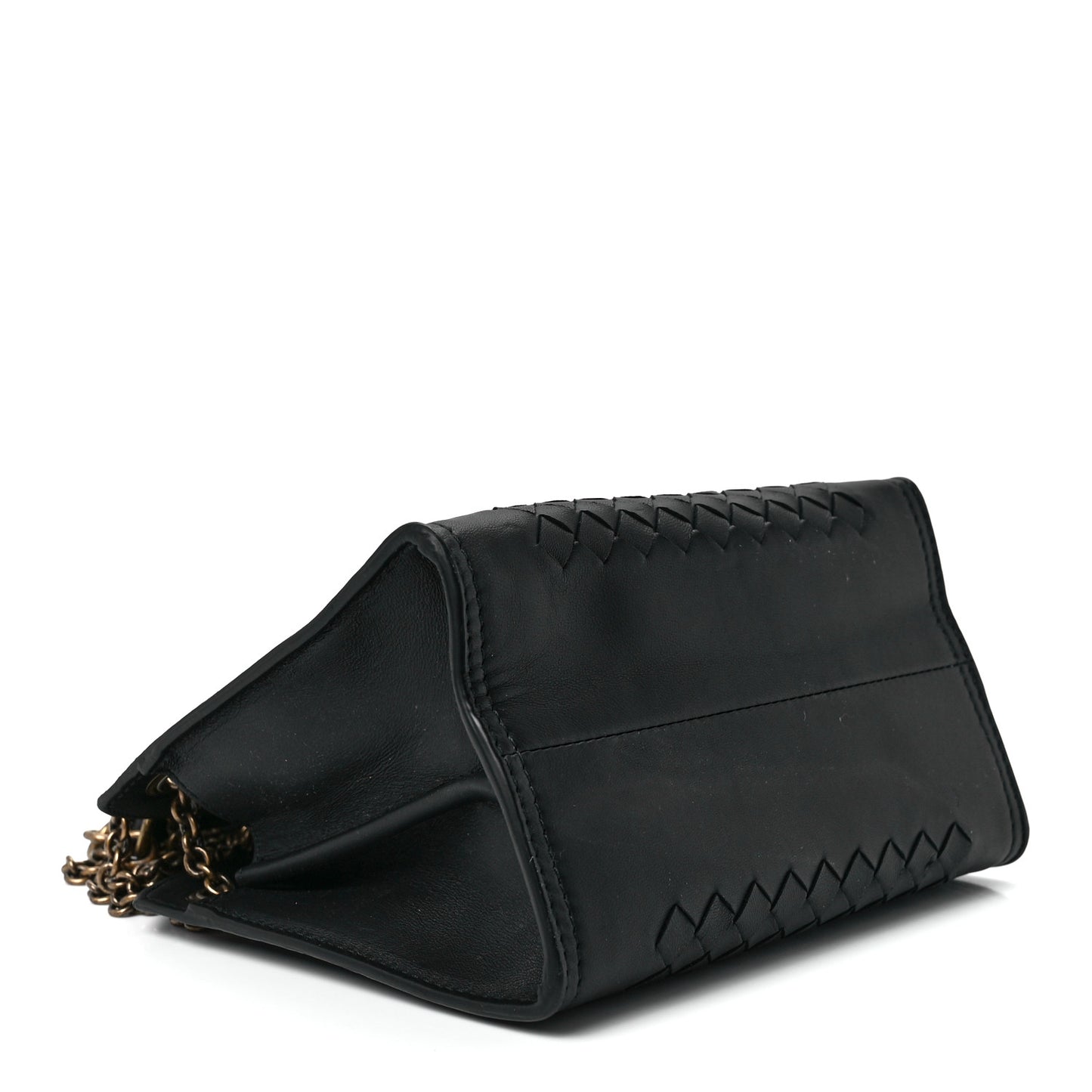 Nappa Intrecciato Chain Crossbody Black