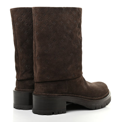 Louis Vuitton Suede Monogram Low Boots 35.5 Brown 4 of 7