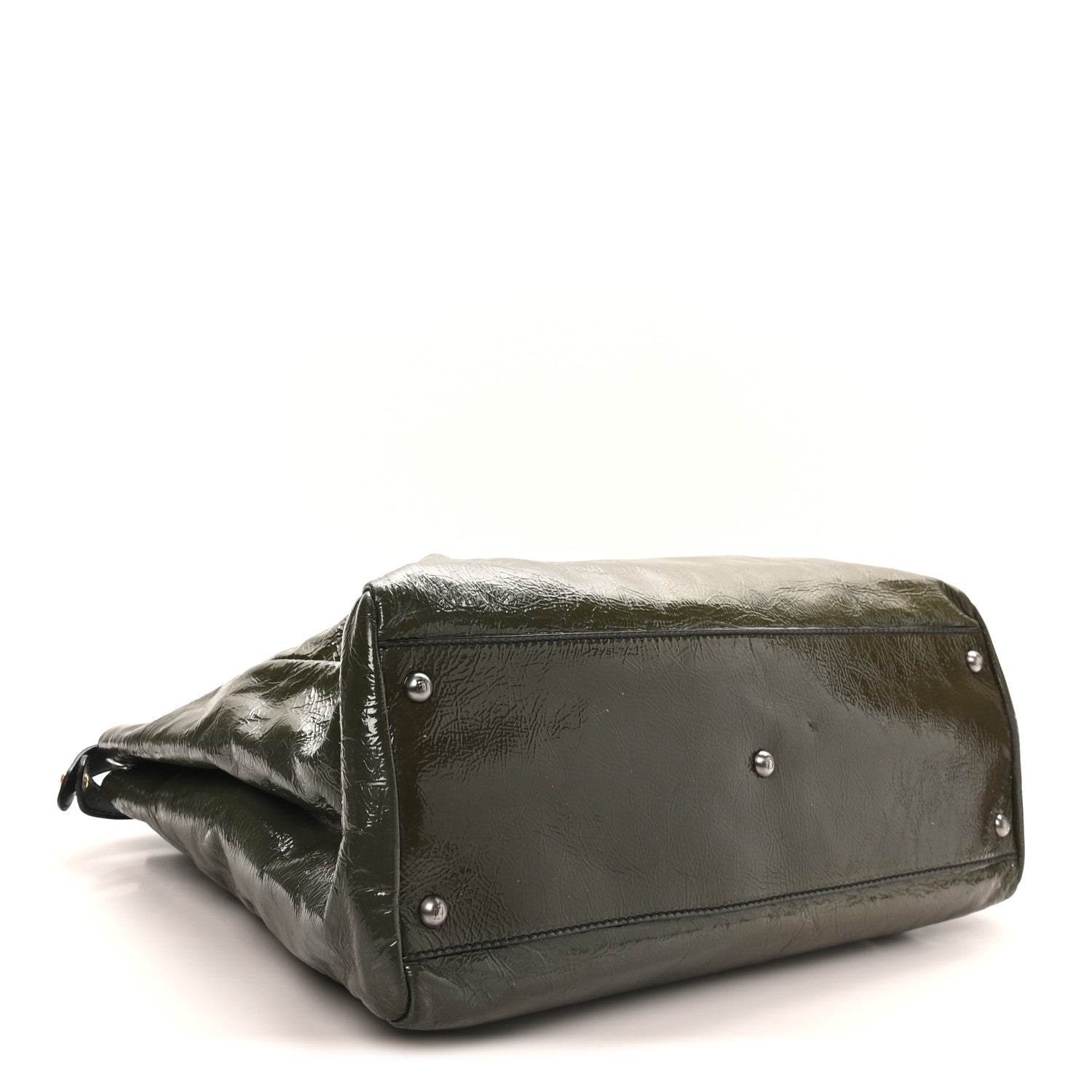 Fendi Patent Large Peekaboo Iconic Satchel Green 4 of 9