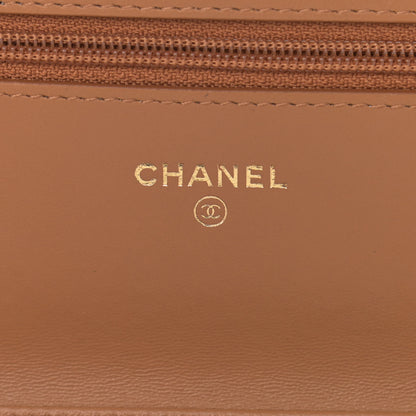 Chanel Lambskin Quilted Wallet on Chain WOC Dark Beige 5 of 12