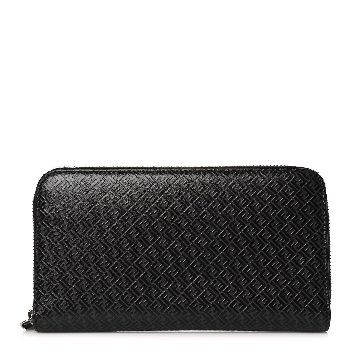 Vitello Grace Light Micro FF Embossed Zip Around Wallet Asfalto Black