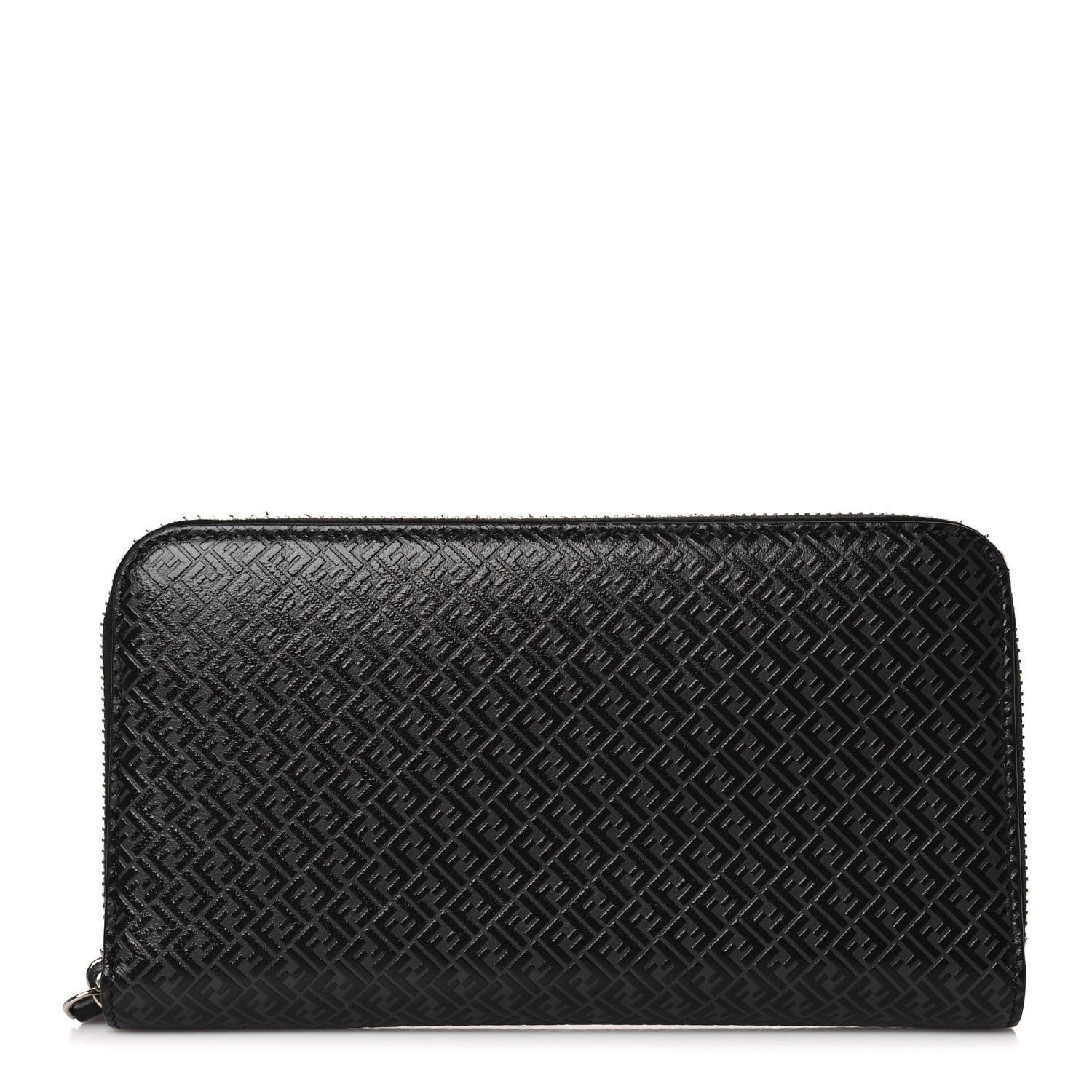 Fendi Vitello Grace Light Micro FF Embossed Zip Around Wallet Asfalto Black 1 of 8