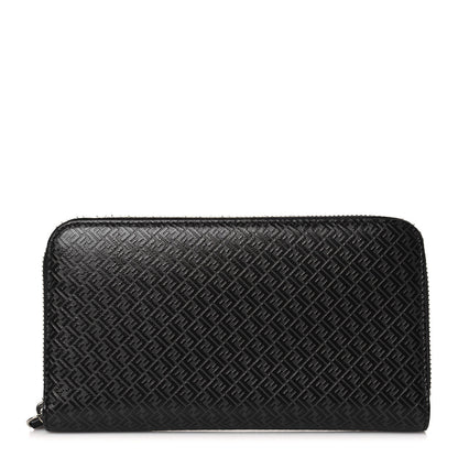Fendi Vitello Grace Light Micro FF Embossed Zip Around Wallet Asfalto Black 1 of 8