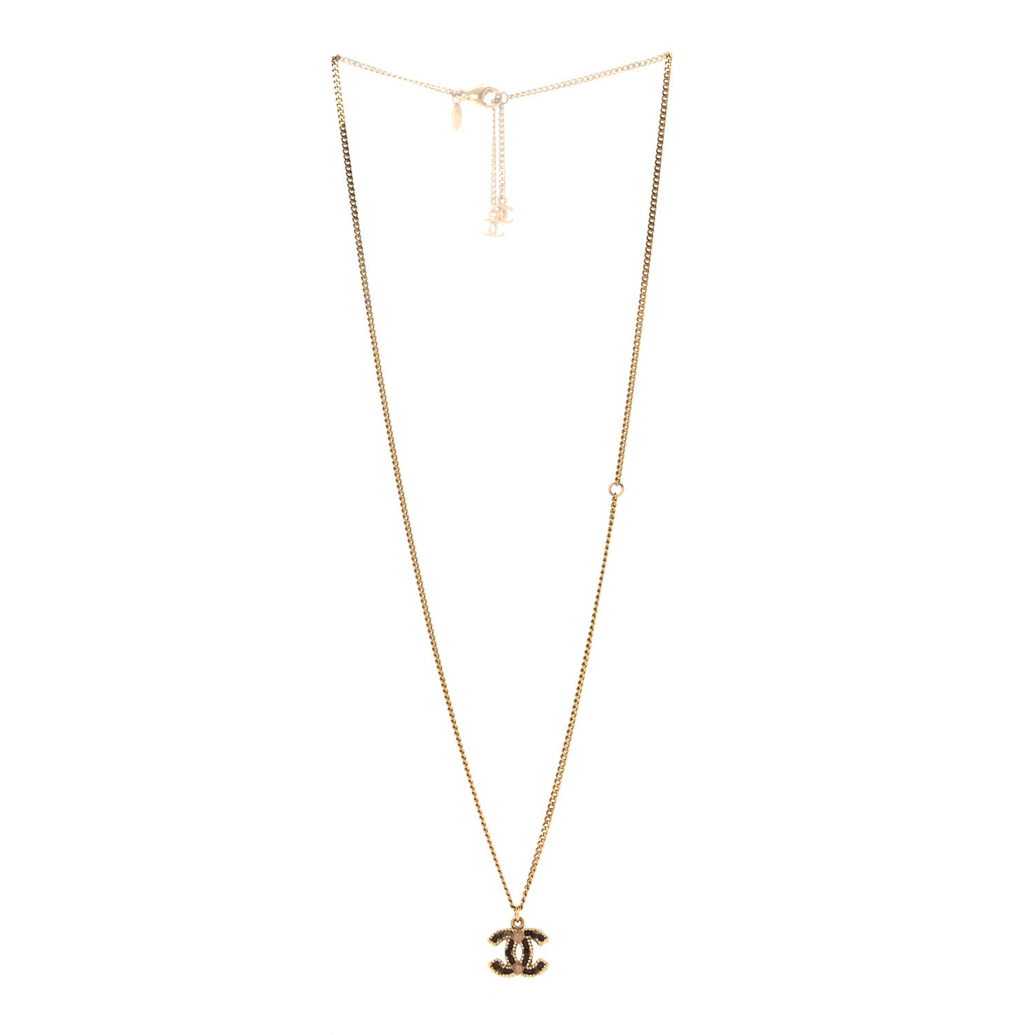 Chanel Resin CC Pendant Necklace Gold 3 of 4