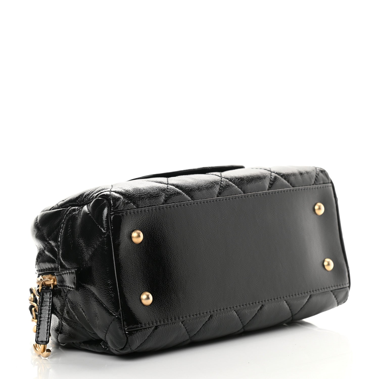Chanel Shiny Aged Calfskin Quilted Bowler Bag Black 4 of 11