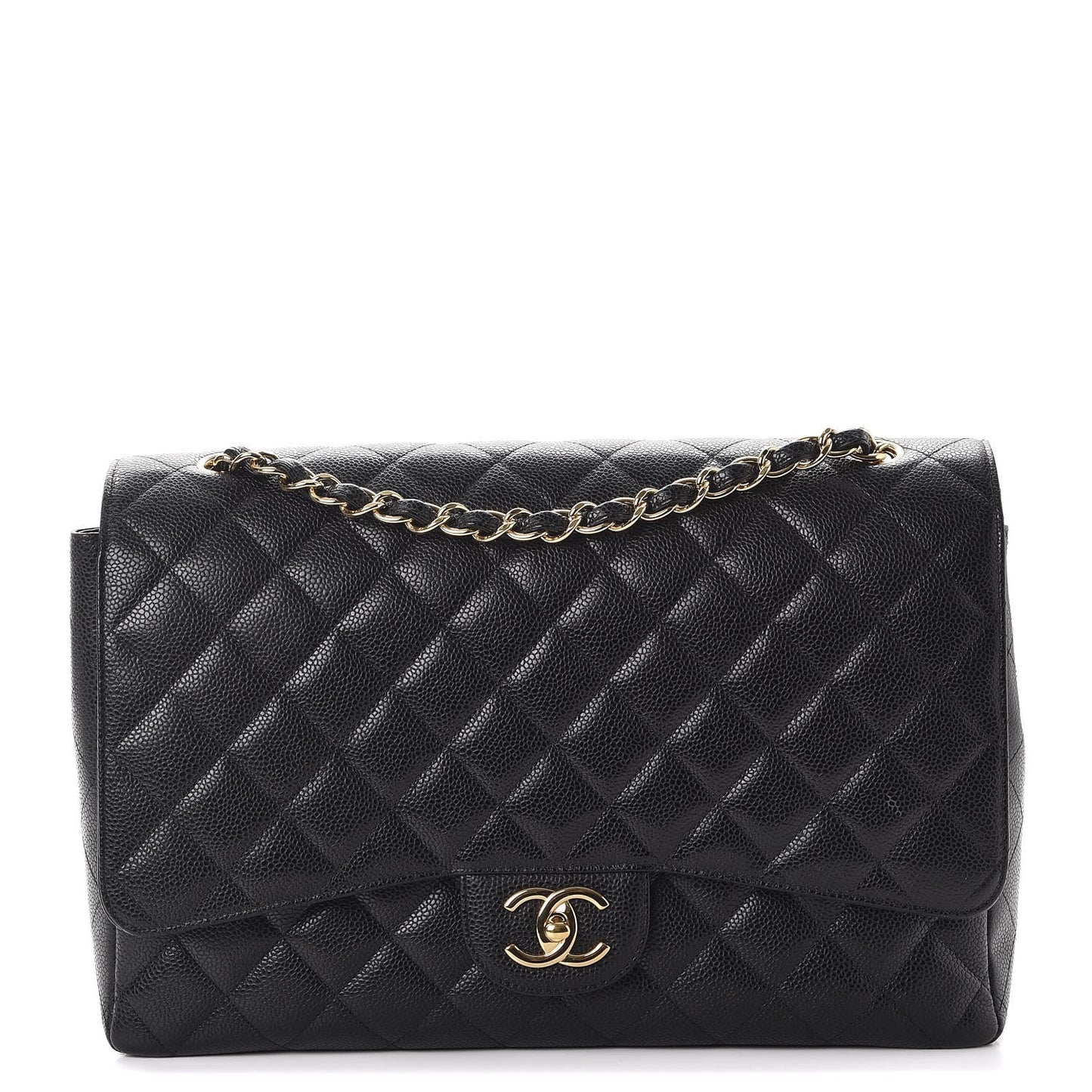 Caviar Quilted Maxi Double Flap Black