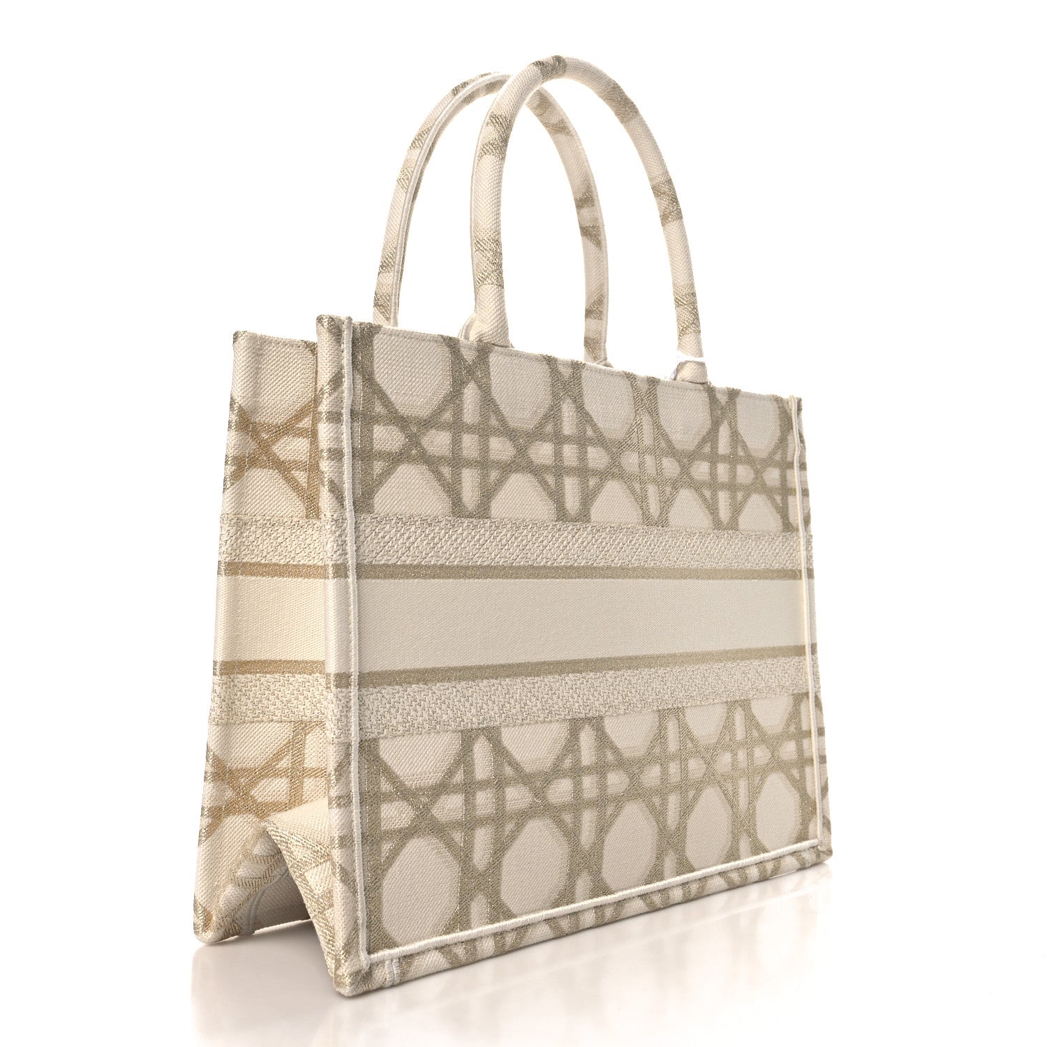 Christian Dior Canvas Embroidered Medium Book Tote Gold Multicolor 3 of 10