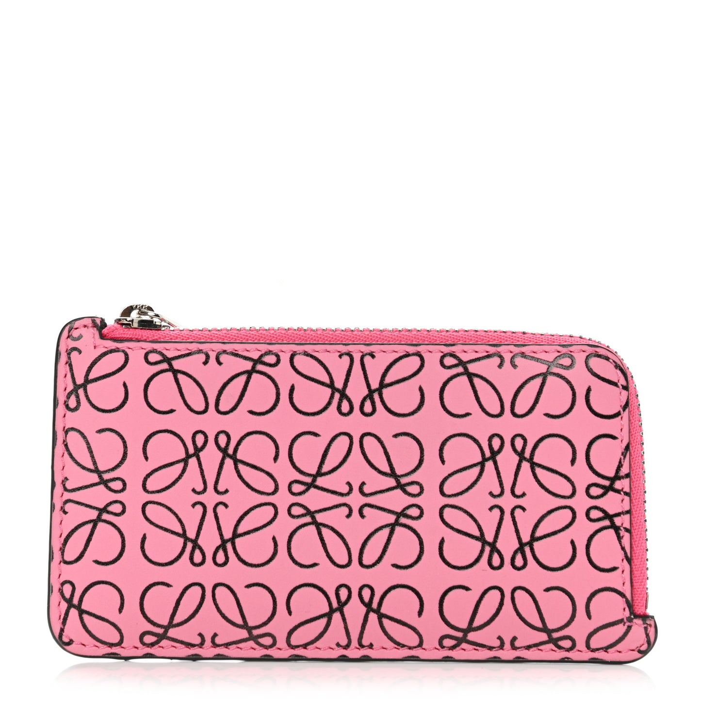 Calfskin Anagram Coin Card Holder Wild Rose