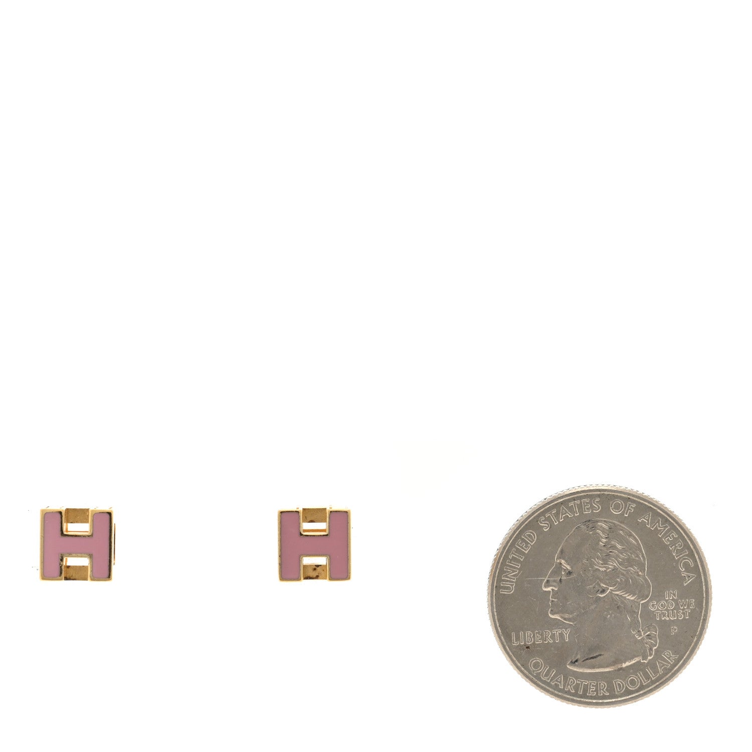 Hermes Gold Cage d'H Earrings Rose Dragee 2 of 4