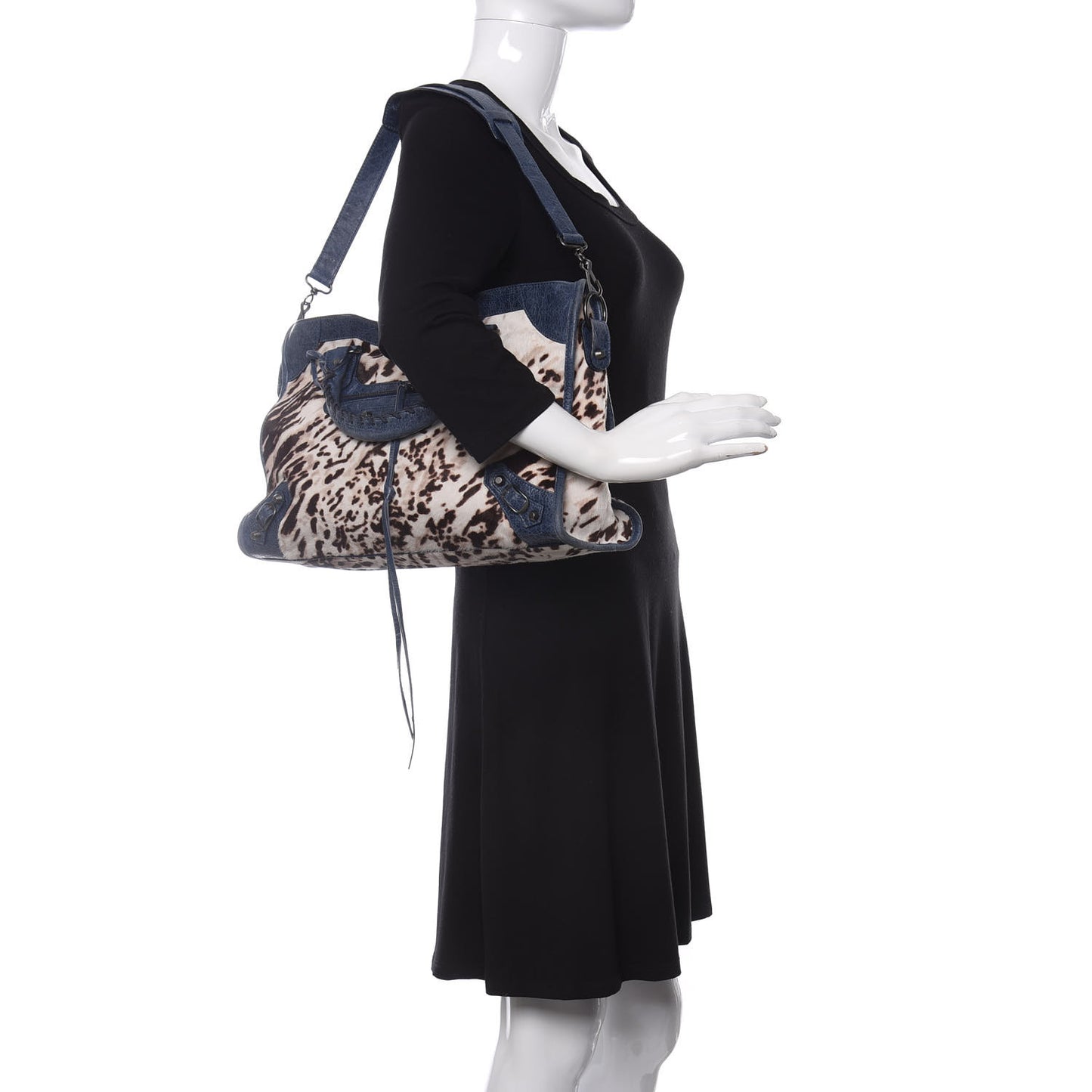 Agneau Pony Hair Leopard Print City Bleu Roi