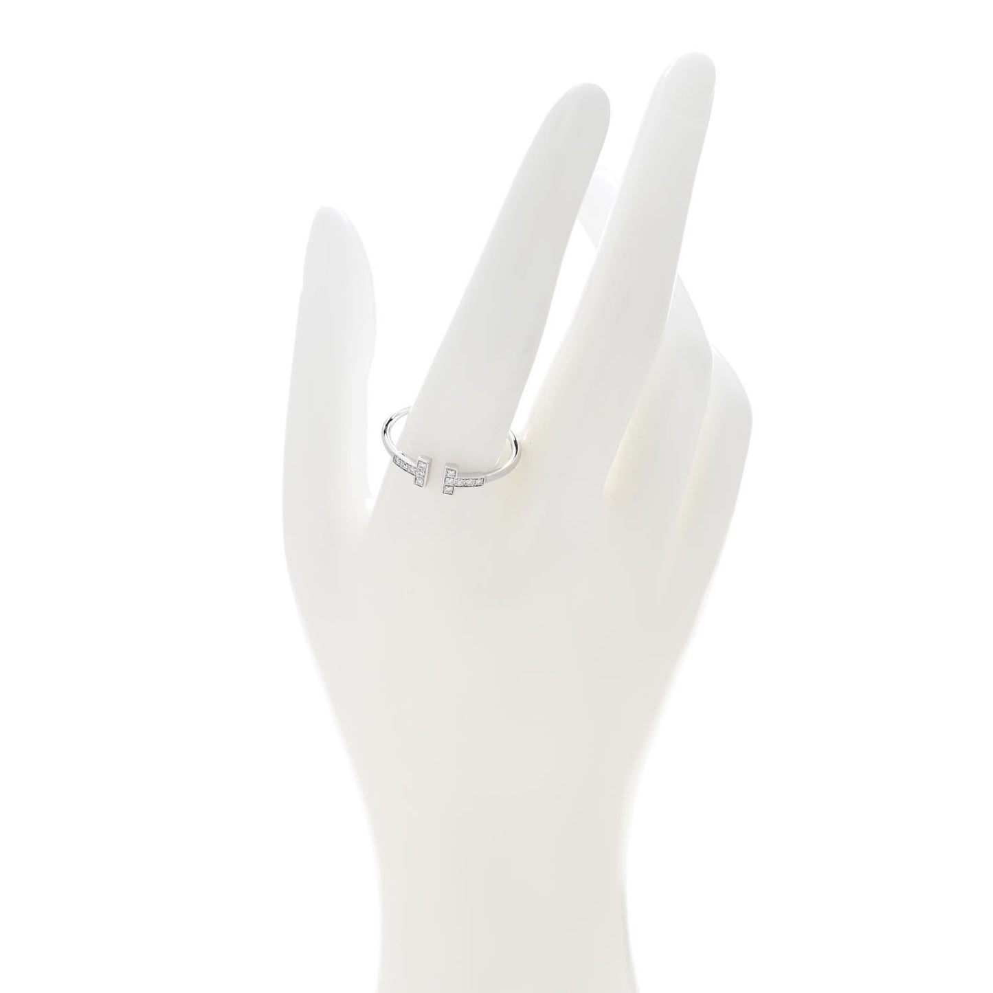 18K White Gold Diamond T Wire Ring 65 11