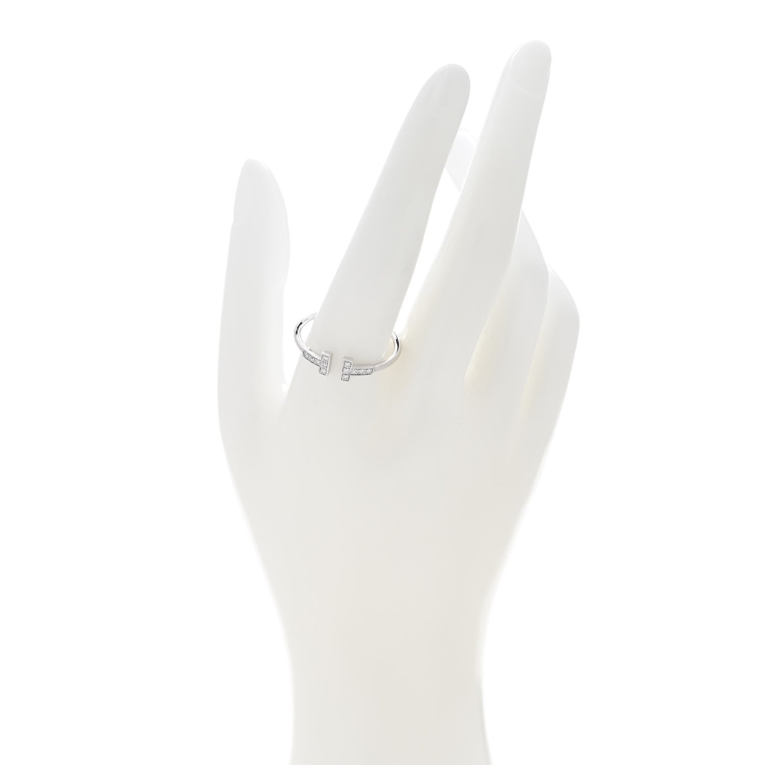 Tiffany 18K White Gold Diamond T Wire Ring 65 11 2 of 5
