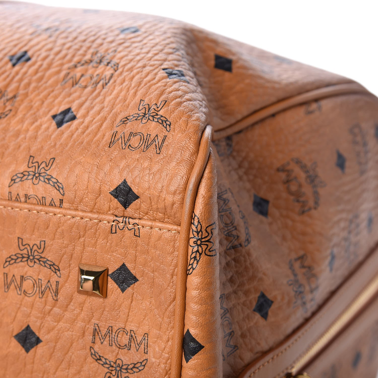 MCM Visetos Large Traveler Weekender Bag Cognac 10 of 12