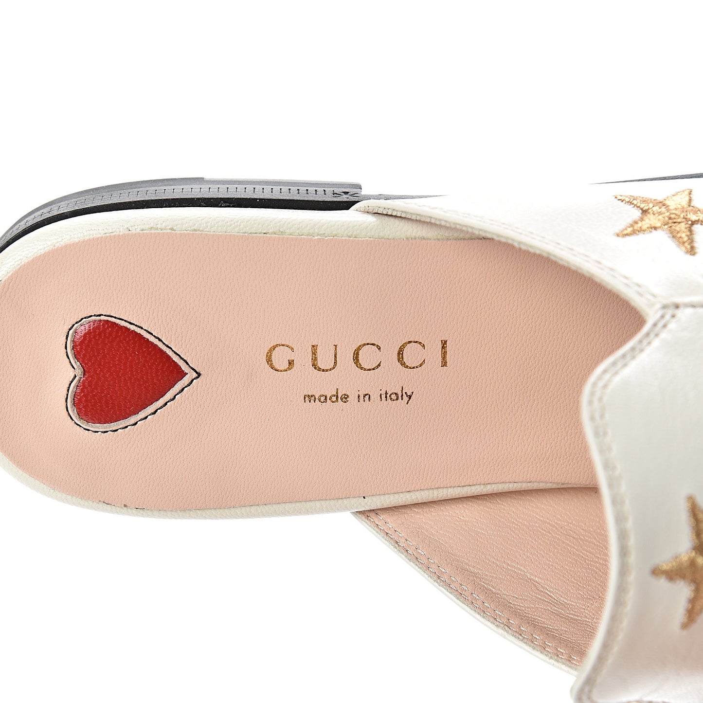 Goatskin Bee Star Embroidered Womens Princetown Slippers 35 Mystic White