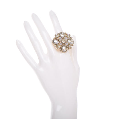 Chanel Crystal Pearl Stars CC Ring 7 Gold Pink 2 of 6