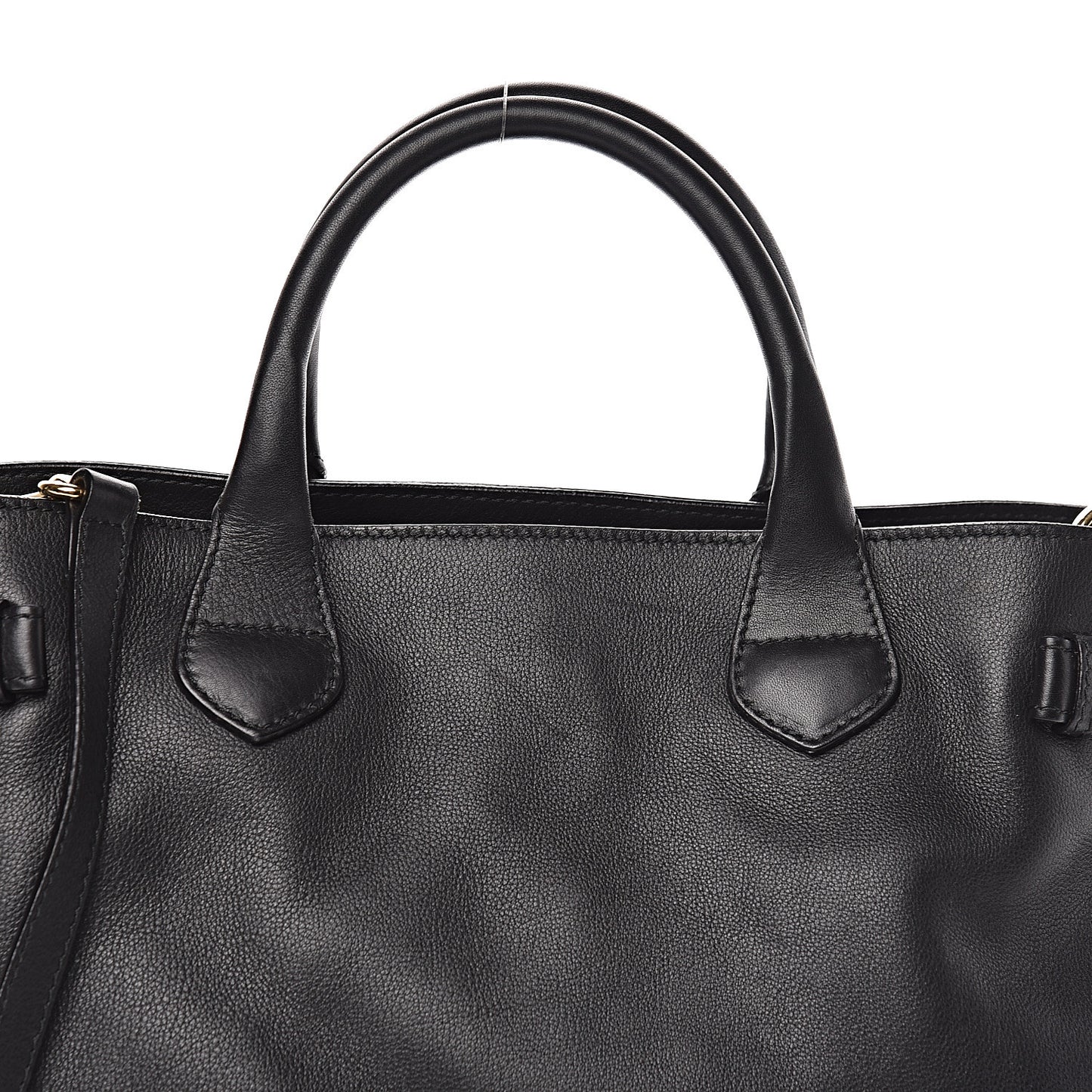 Smooth Calfskin Medium Banner Tote Black