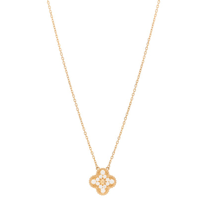 Van Cleef & Arpels 18K Yellow Gold Diamond Vintage Alhambra Pendant Necklace 1 of 4