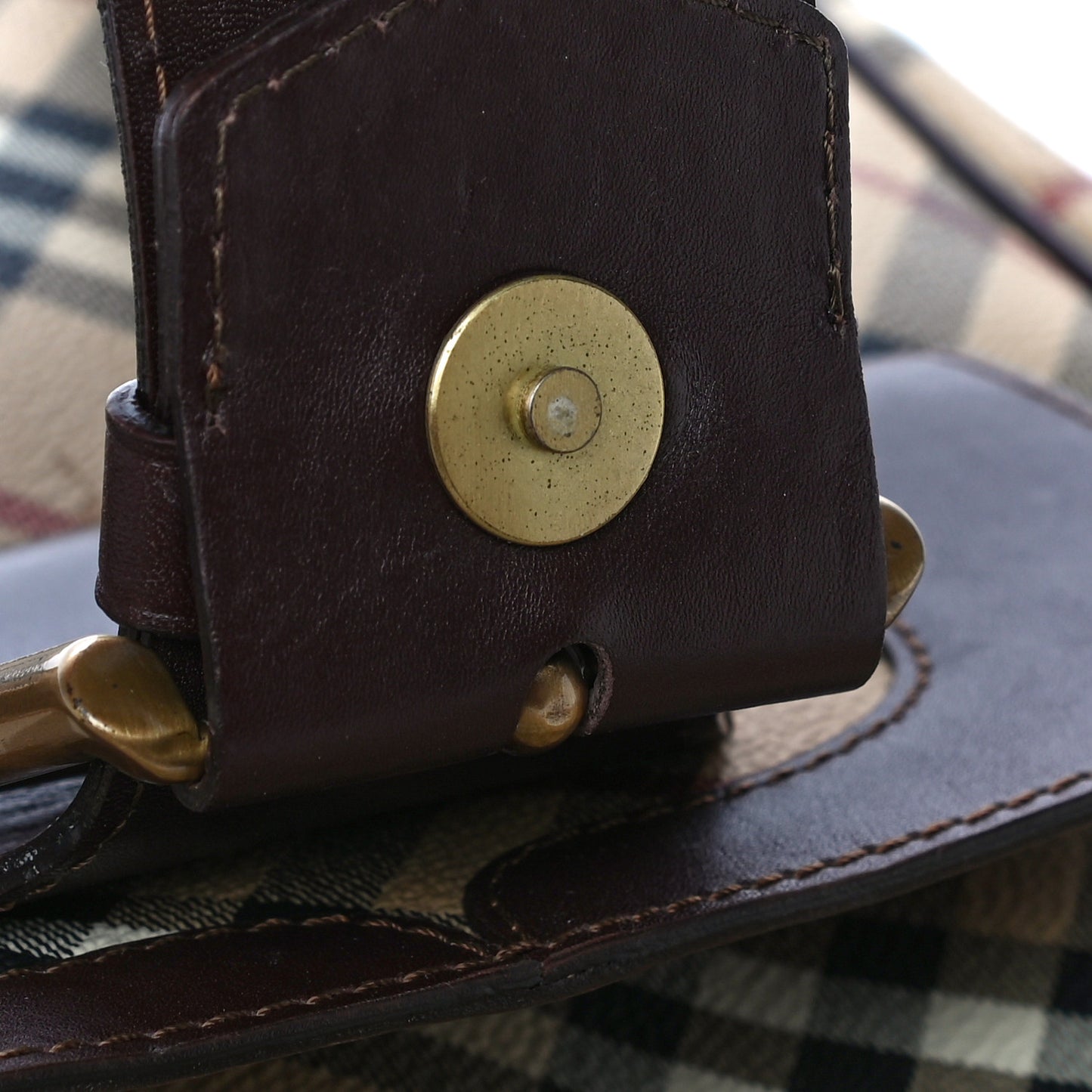 Haymarket Check Buckle Tote Brown